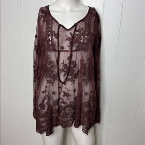Saga sheer floral lace top size 3 new purple